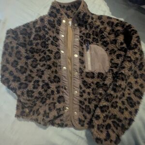 Crewcuts Leopard Print Fleece Jacket - Large